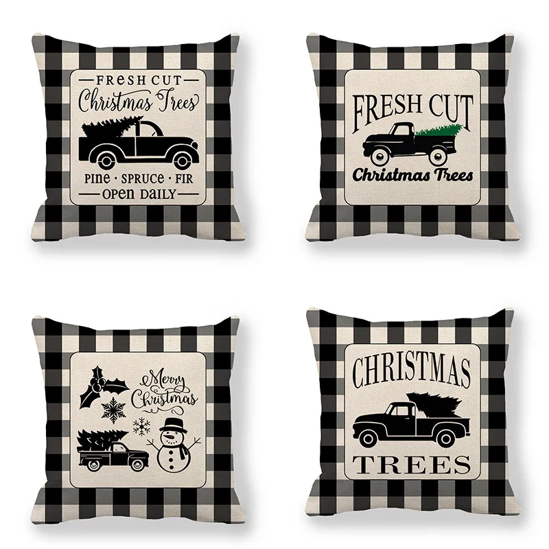 Free Shipping Wholesale  Linen  Sofa Pillow Cover Pillowcase Christmas Pillow  Cover Sofa Cushion Any Pattern Can Be Customized