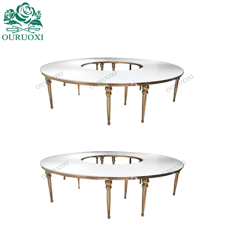 China supplier Rose Gold Stainless Steel Frame S Shape Wedding Table For Banquet