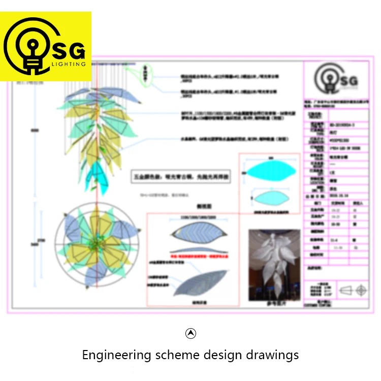 Luxury Chandelier Indoor Home Leaves Feather Staircase Hotel Library Lobby Handmade Custom Glass Leaf Chandelier