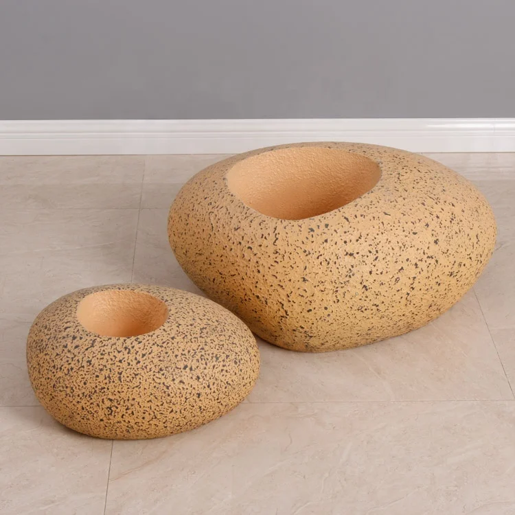 Decoration Home Hotel Green Garden Planter Natural Yellow Stone Floor Vases for Shopping Mall Decor