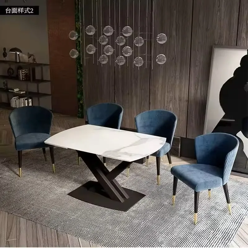 Marble Dining Table Rotary Deformation Dining Table Modern Rock Plate Rectangular Retractable Folding Design Dining Table