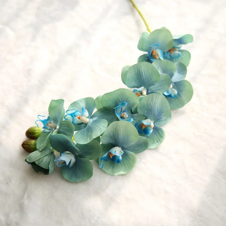 New type wholesale artificial flowers yellow PU orchid for home decorations