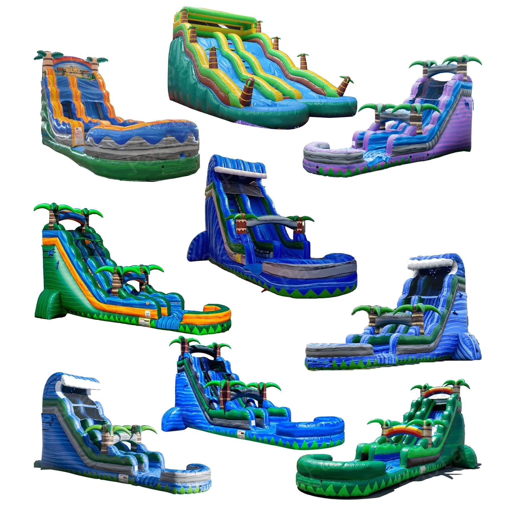 Customized water slide backyard inflatable waterslide for kids big blow up palm tree slide water park tube