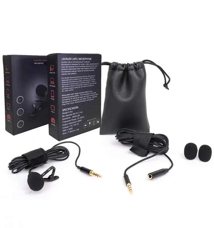 Петличный микрофон с отворотом зажимом 3 5 мм разъем мини проводной конденсаторный для смартфонов