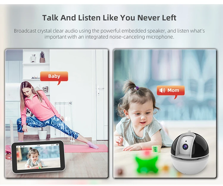 OEM HD 720P 5 inch Color Screen Video Monitoring Two Way Audio Night Vision Built-in Lullabies Smart Baby Monitor with Camera