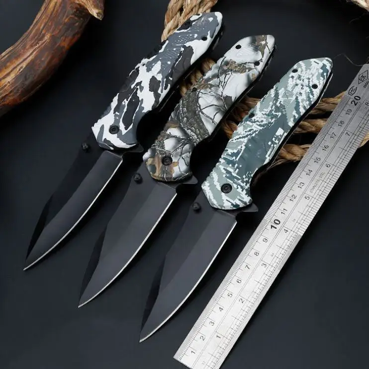 Outdoor Camping Survival Pocket Knife with Fire Starter and Whistle