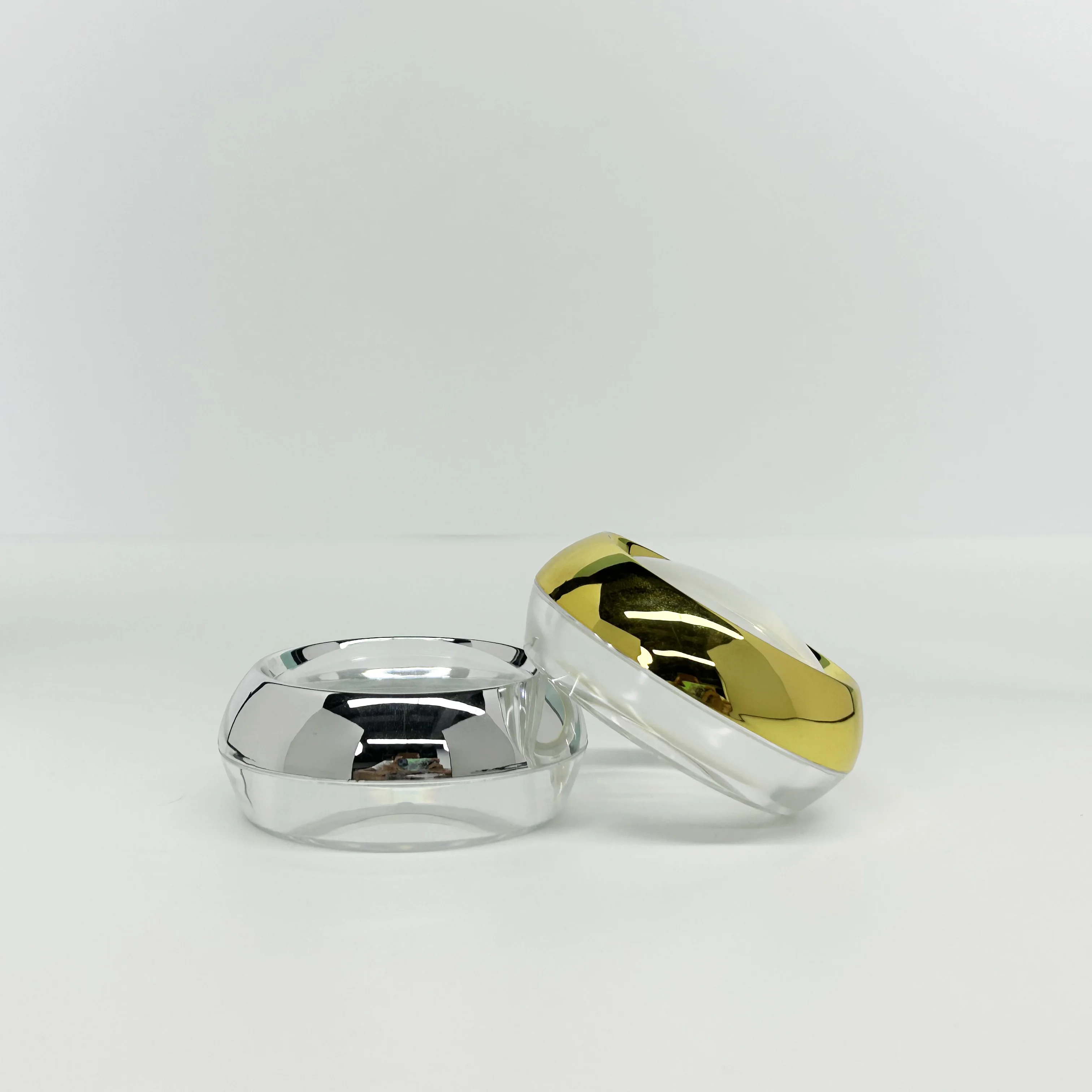 50g Single Layer Golden Silver Transparent Round Capsule Jar Acrylic Cosmetic Jar