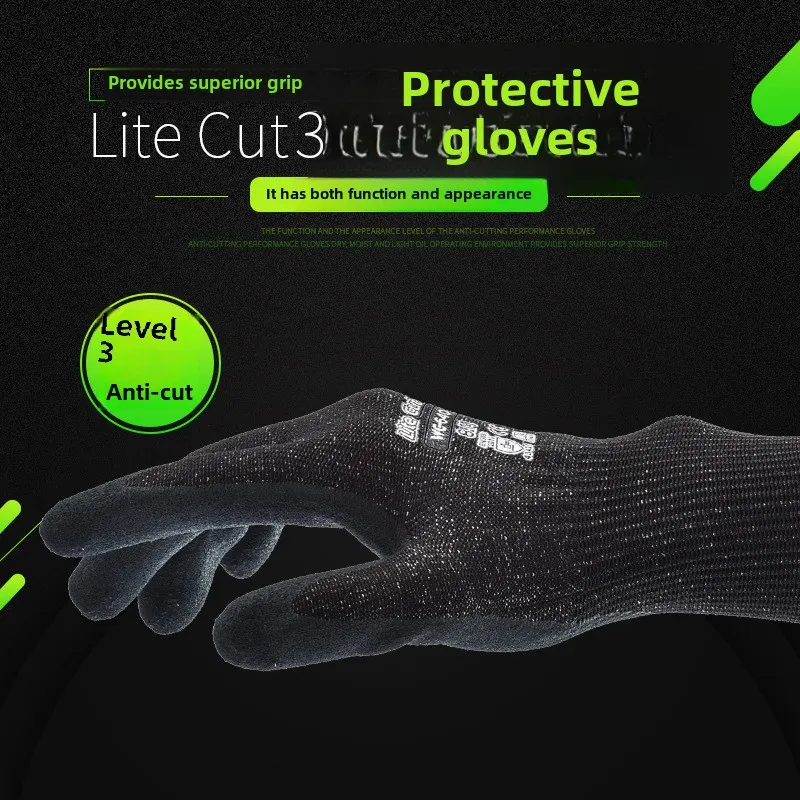 13 gauge  4342C  Nylon Work Gloves Three C level Anti-Cut Comfortable Smart Wear-Resistant Nitrile Labor Protection Oil-Proof