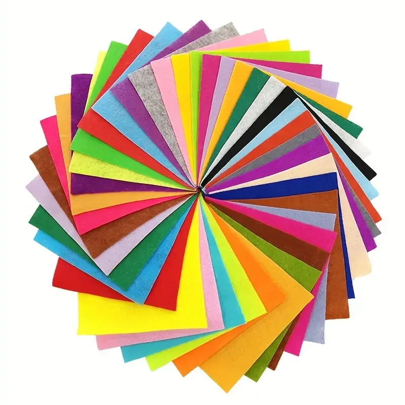 Felt Squares 40 Assorted Colors 1mm Thick Non-Woven Felt  Fabric sheet for Craft Christmas Ornaments School Projects