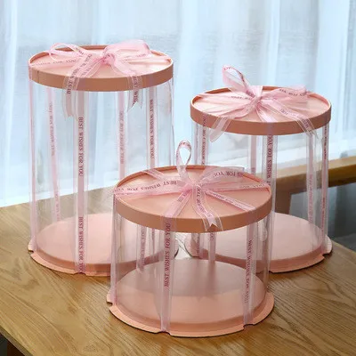 Pvc transparent Baking package 6 8 12 inch round cake box bakery packaging supplier