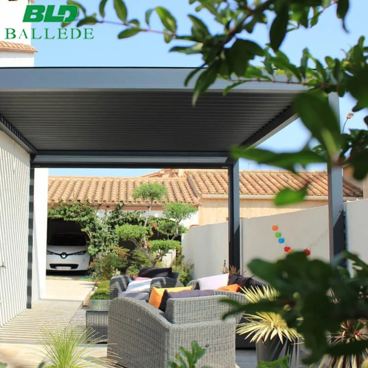 Build a pergola waterproof automatic motorized aluminio retractable outdoor electric pergola roof aluminium