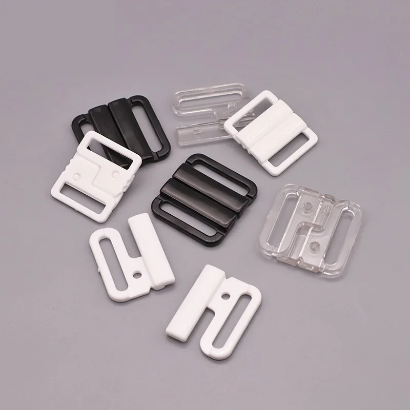 Factory direct sale White Black Clear Plastic Clasps Lingerie Accessory Sewing Bikini Bra Clasps Closure Hook & Clasp Fasteners