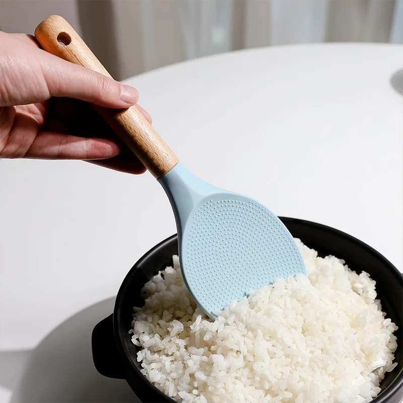 Luxury kitchen cooking silicone utensils set non stick silicone rice spoon rice spatula