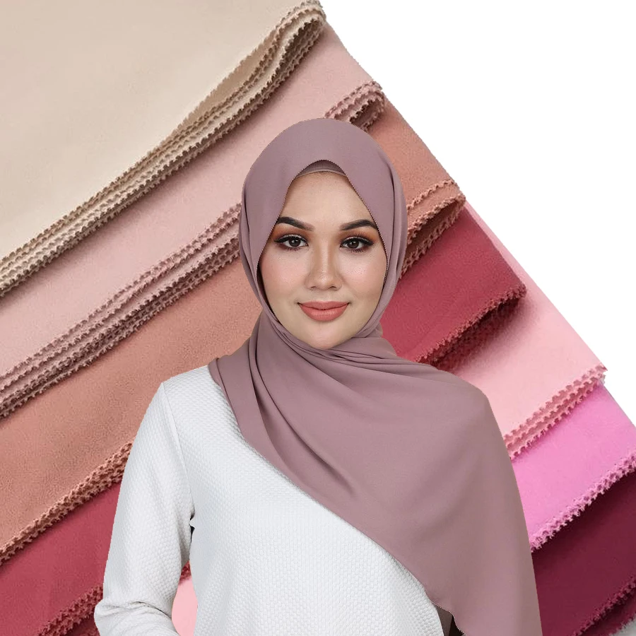 Индивидуальный простой популярный длинный стильный высококачественный мусульманский шифоновый хиджаб для ресниц