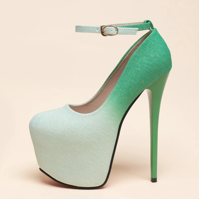 Spring Fashion Mixed Colors Ankle Buckle Strap Platform Pumps Lady Sexy Nightclub Fetish Super High Heel Party Stripper Shoe