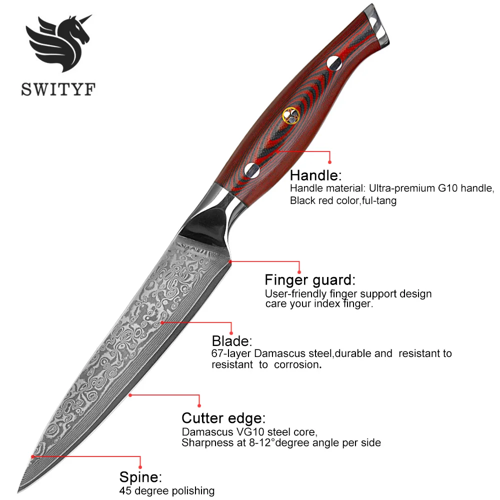 Fruit Utility Knife OEM Damascus Steel Vg-10 5 Inch Japanese Chefs Knife Stainless Steel Multifunction Cutting Slicer