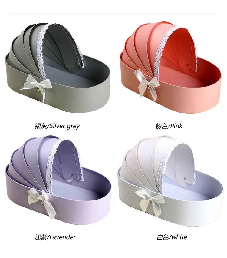 New Design Creative Flower Soap Bouquet Box Baby Cradle Shape Box For Baby Birthday