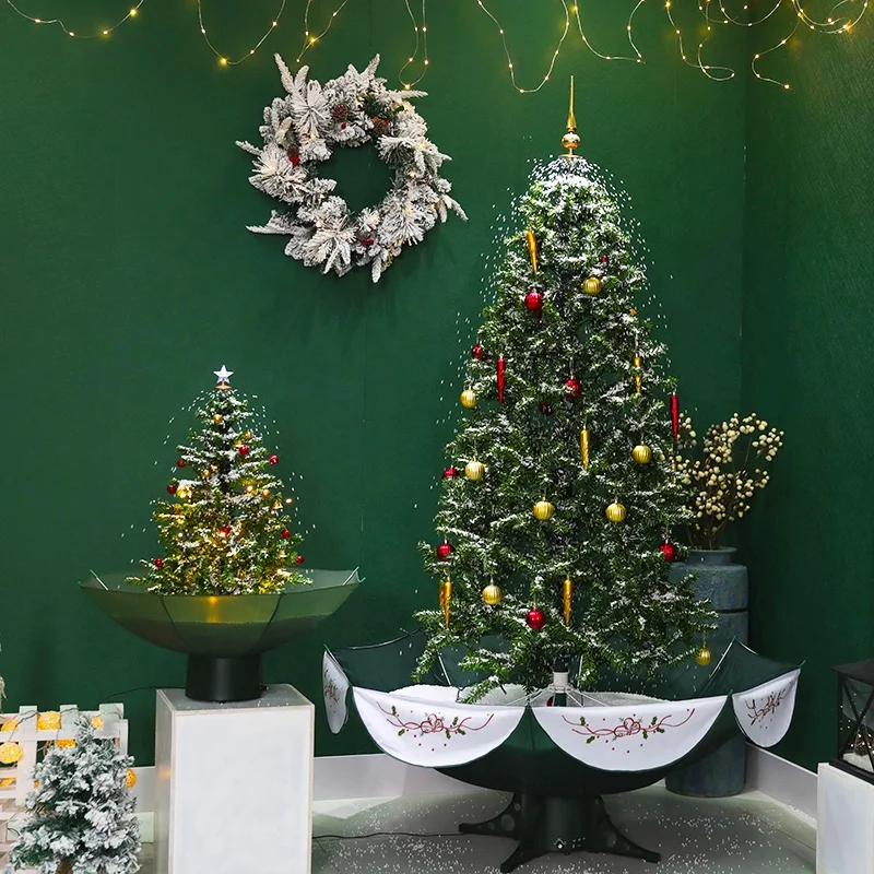 
expo navidad 2021 new design christmas effect snow tree with umbrella base 