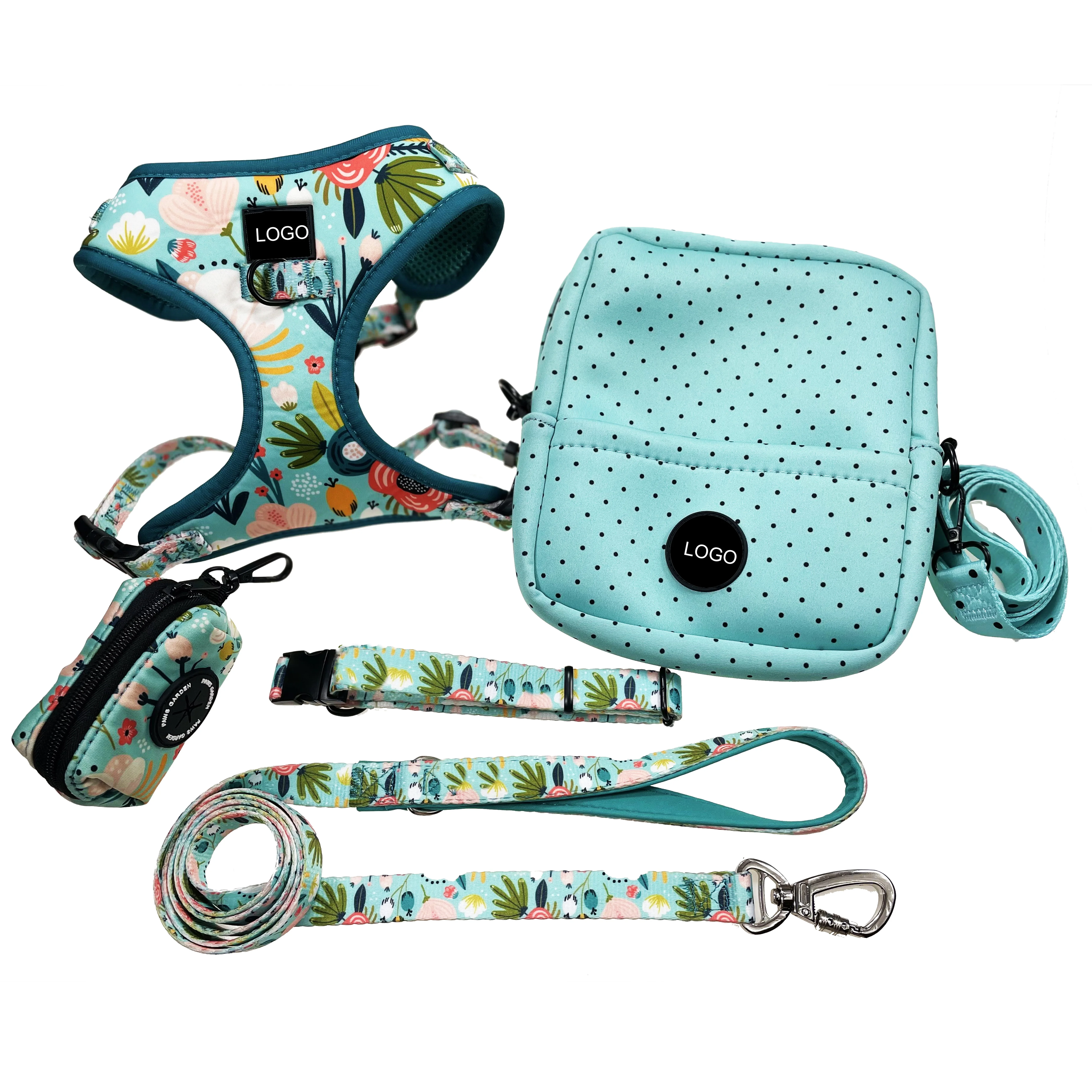 Регулируемые ошейники и поводки для домашних животных с принтом на заказ, бандана, сумка для собак, роскошный комплект повязок для собак, ошейник для домашних животных из переработанного материала