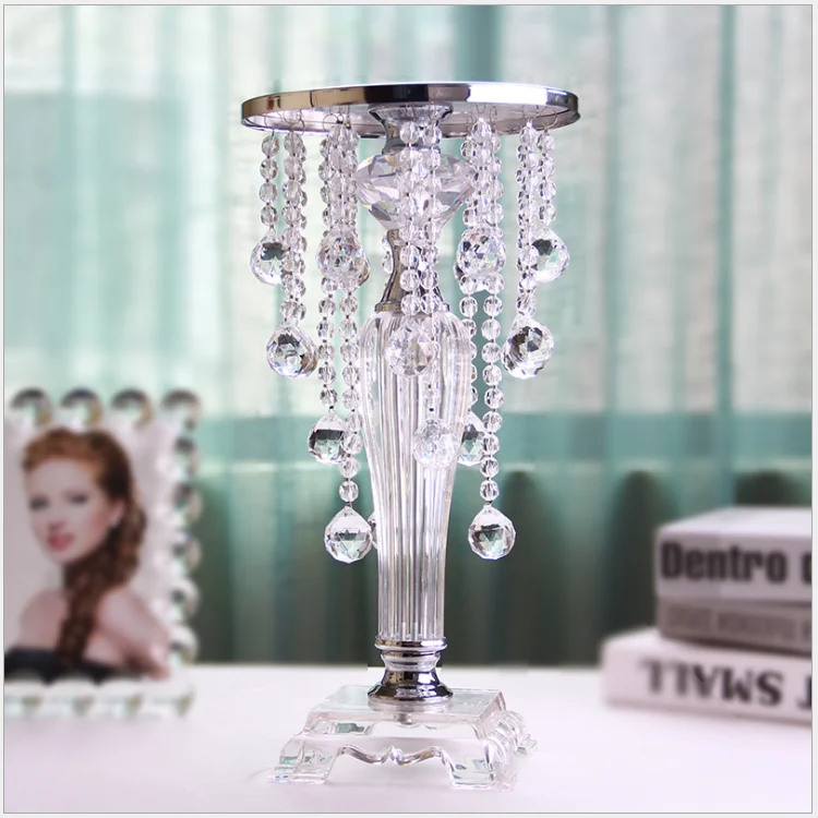 Crystal Gold Metal Table Centerpiece Wedding Decoration Banquet Lead Crystal Flower Stand For Wedding Centerpieces Banquet Decor