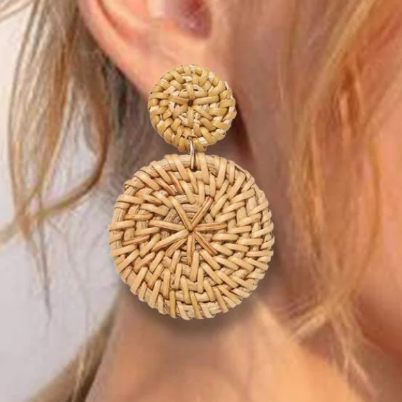 Stocked Bohemian Rattan Resin Earrings for Women Girls Dangle Hoop Earrings Gifts Jewelry