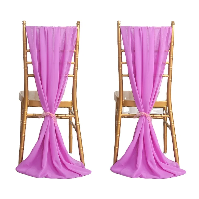 SH004H elegant fancy chair wrap custom made 70cm by 2m wedding white sage green chiffon chair sash with buckle