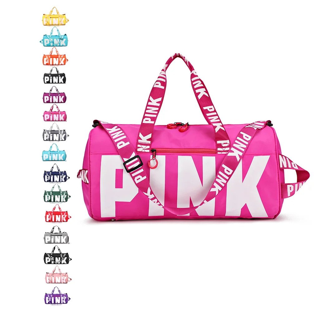FREE SAMPLE Wholesale custom fashion logo foldable sport gym women mens waterproof travel duffel bag pink duffel bag duffle bag