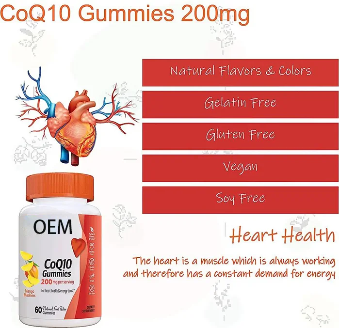 OEM Private Label Vegan CoQ10 Gummies Support Heart Health Coenzyme Q10 supplements for Energy Potent Antioxidant