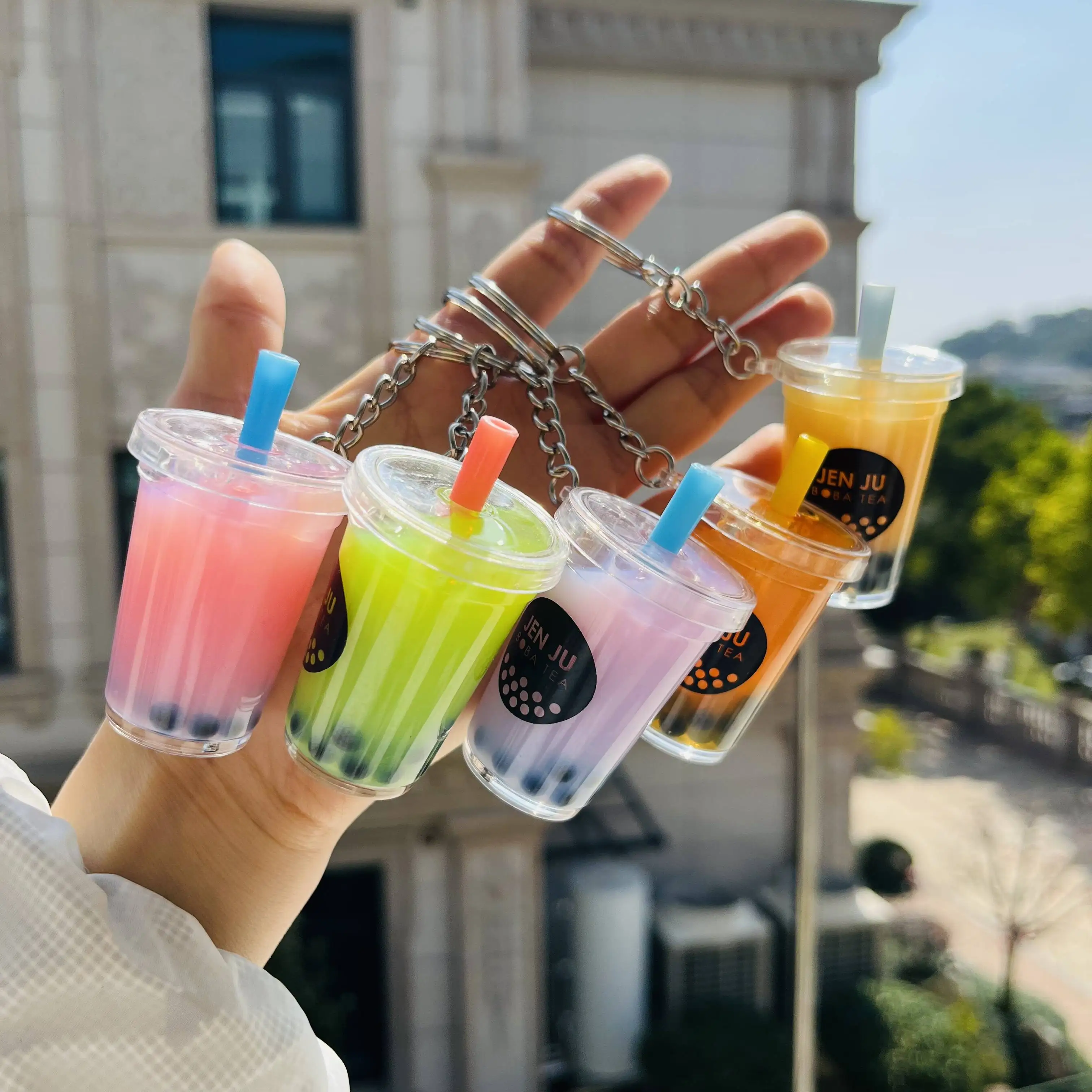 BSBH Kawaii плавающая жидкость брелок мультяшный пузырь Boba молоко чай Брелки сумка автомобильный