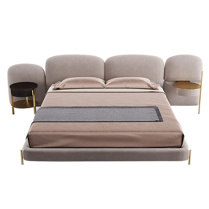 Nordic Luxury Design Home Furniture Beds King Size Wholesale Customized Fabric Modern Soft Bed