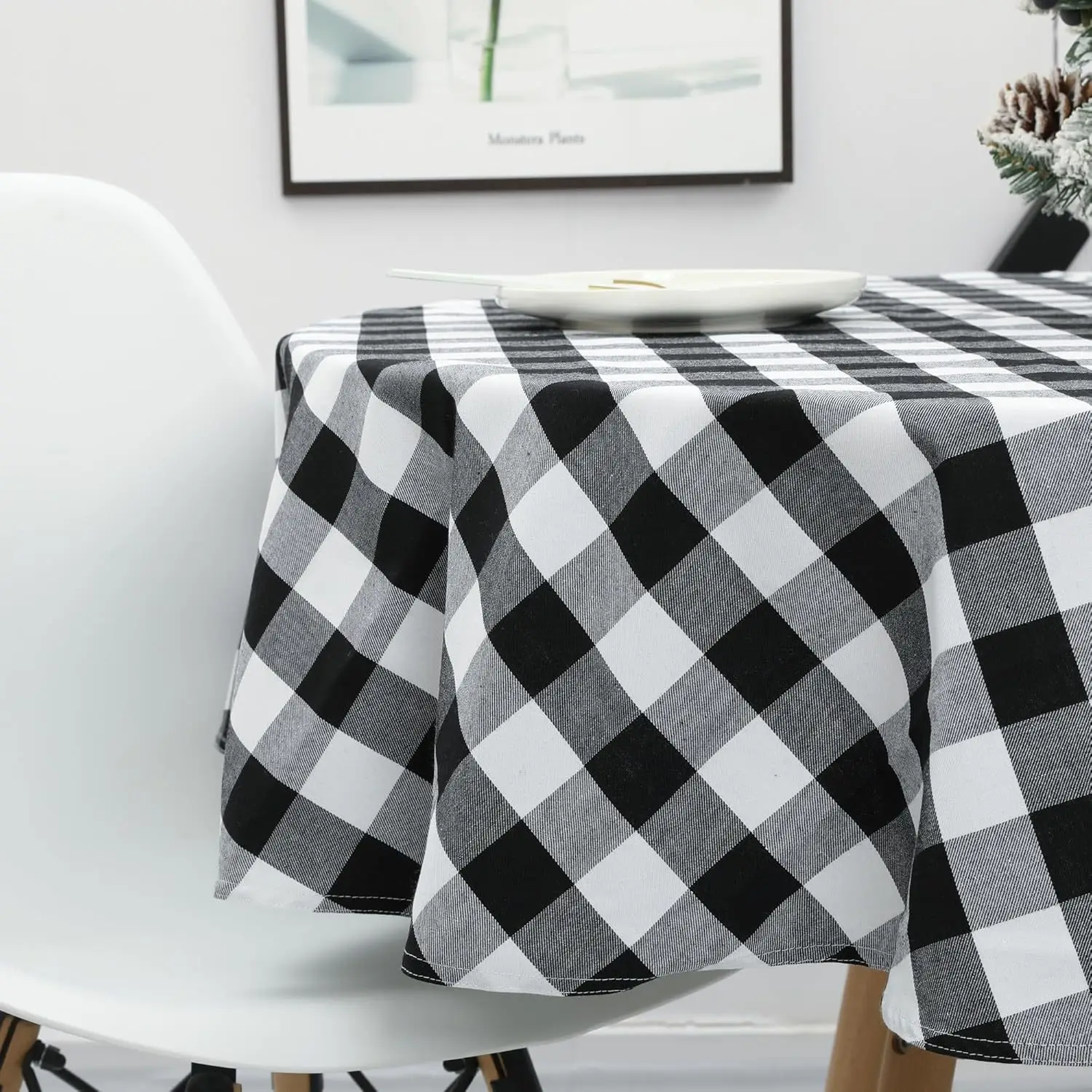 DUOLAI Wholesale 140 Round Red Black Checkered Tablecloths Party Decorative Hotel Restaurant Round Table Cloths