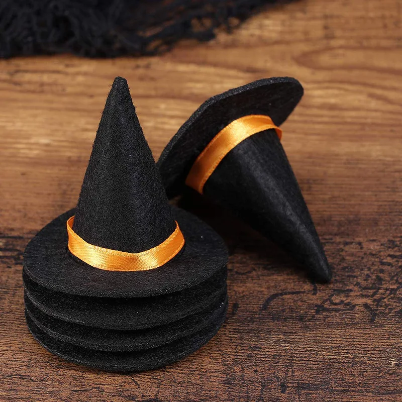 Dollhouse Miniature Christmas  Halloween decoration accessories  mini non-woven black witch hats hat for elf dolls decoration