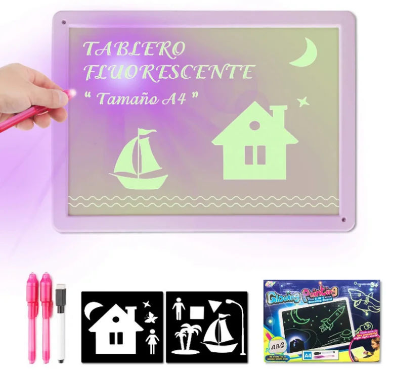 Рисование с подсветкой веселый Детский граффити картина светящаяся 3D флуоресцентная доска для рисования