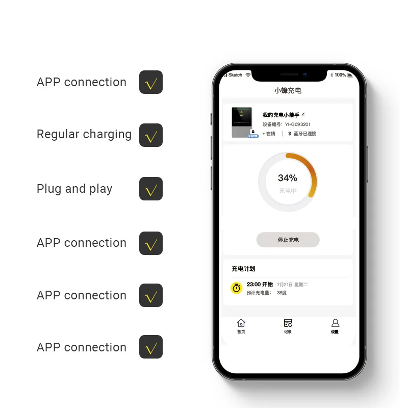 Workersbee 32A  AC Home EV Charging Station 7KW Electric Wallbox EV Car Charger