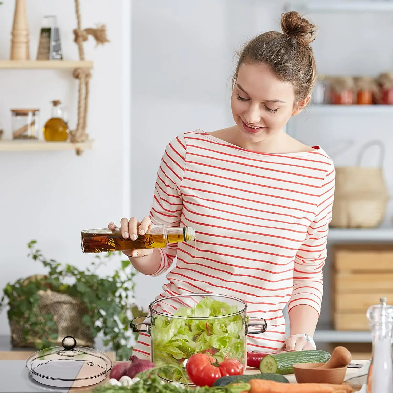 1.3L/ 1.5L /2L ODM OEM Heat Resistant High Borosilicate Transparent Glass Cooking Pot For kitchen