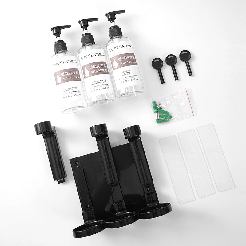 Hotel Wall Mount Soap Bispenser Bathroom Manual Press Shampoo Shower Gel Liquid Soap Bottle Punch-Free Bathroom Hand Wash Bottle