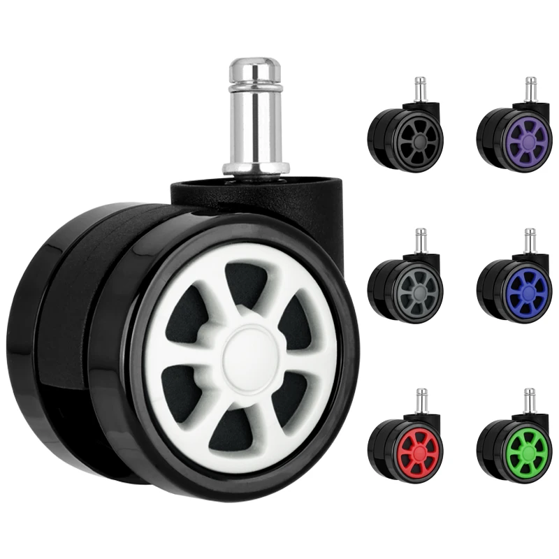 Furniture Office Chair Caster PVC Caster Wheels 2.5 Inch 360 Degree Rotating Twin Wheel for Furniture Office Chair