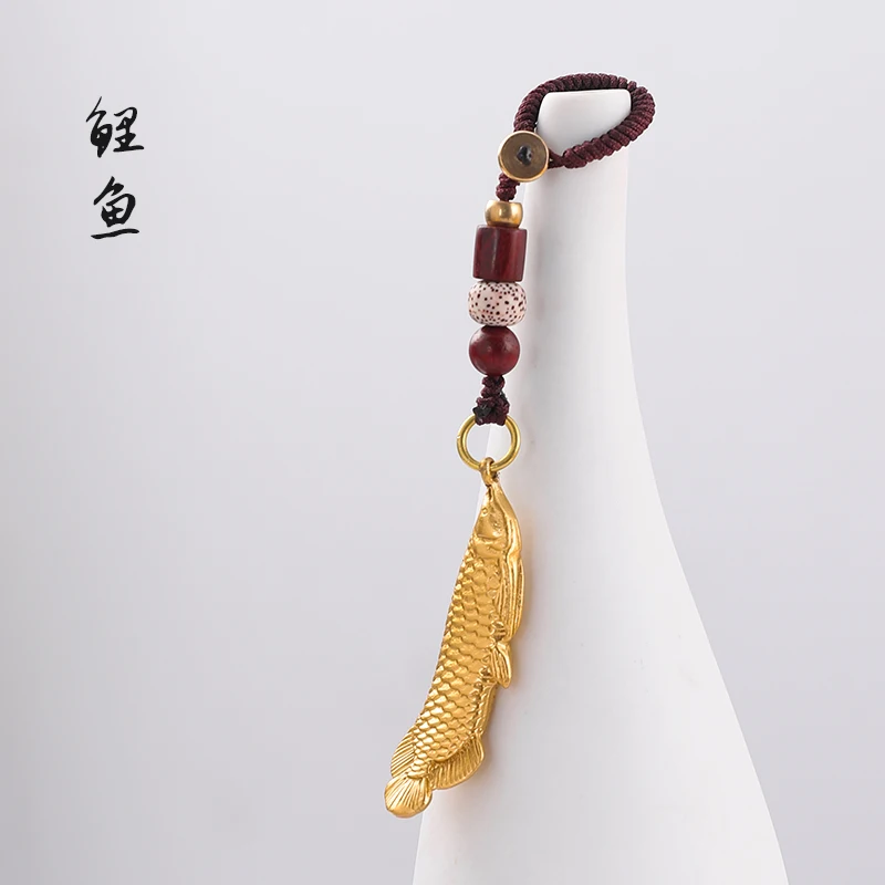 Good luck koi key chain brass fortune fish carp more than every year pendant Koi pendant gold jade pendant