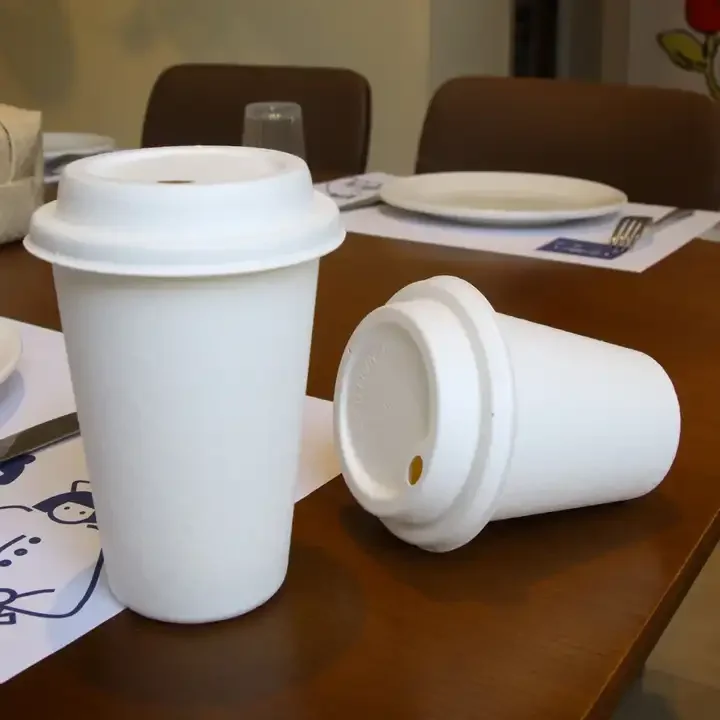2023 Eco Friendly Super Sep Sale Disposable Sugarcane Bagasse Bamboo Pulp Paper 8oz 240ml Hot/Cold Cups