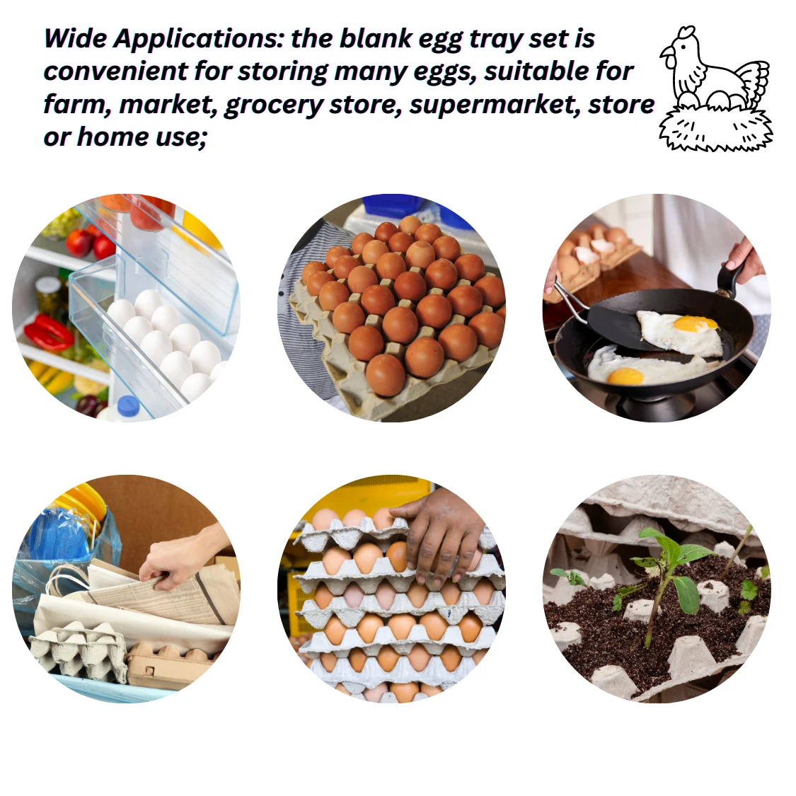High Quality 12 Cells Egg Cartons Compostable Chicken Cardboard Holder Tray Degradable Pulp Egg Tray