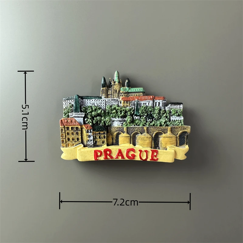 Custom fridge magnets travel Prague Castle and Charles bridge gift Czech souvenirs 3D magnet