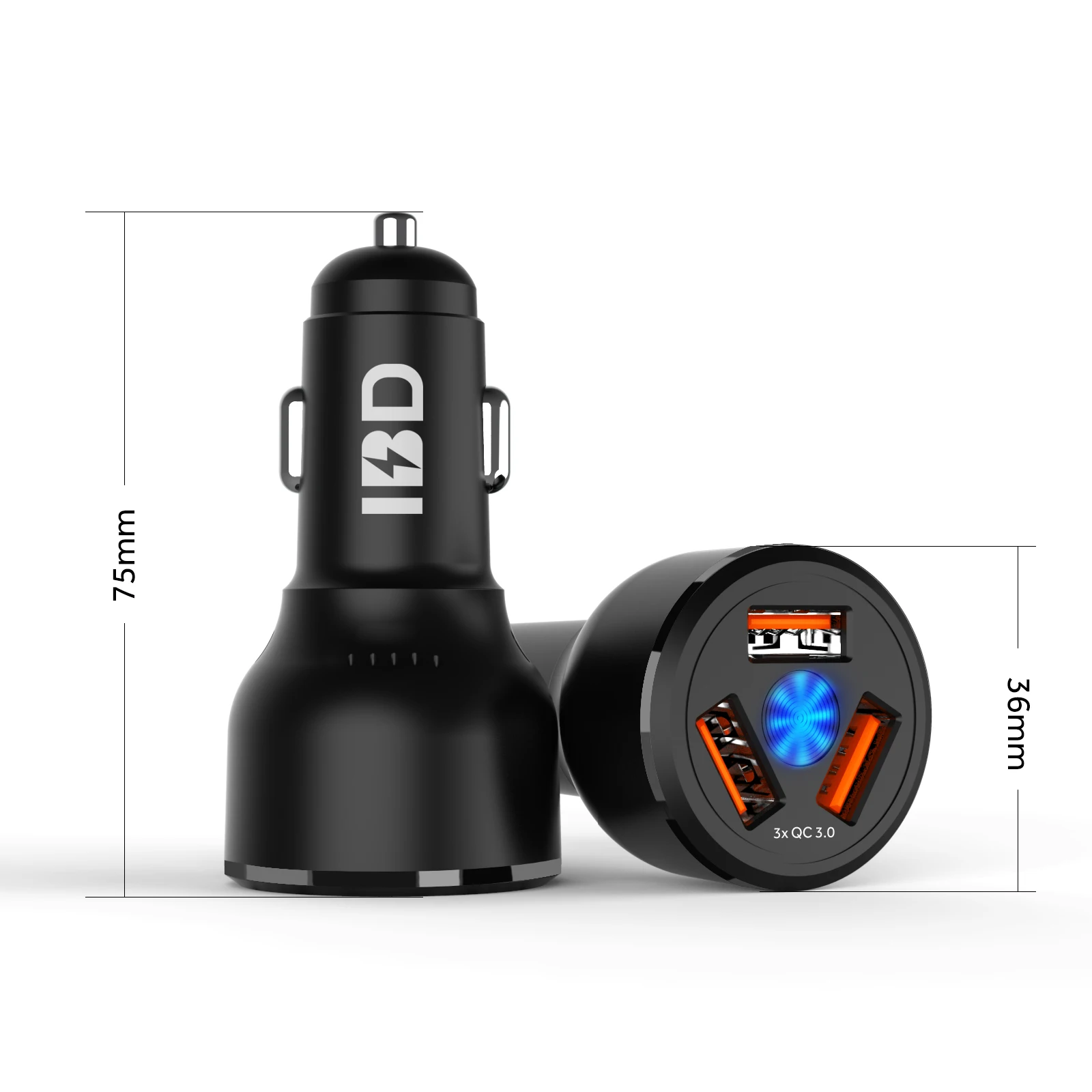 IBD поддержка OEM логотип QC3.0 Быстрая зарядка 3 USB-порта автомобильное зарядное устройство адаптер Универсальное для телефона 54 Вт Максимальная мощность
