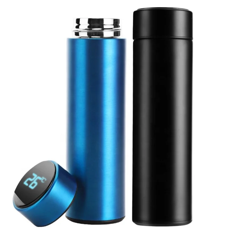 Wholesale LED with Waterproof insulated stainless steel double walled sensor temperature display water bottle thermos for tea