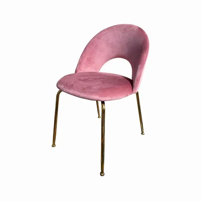 Versatile Chic Premium Lifestyle Backrest Chair Home Furniture Velvet Fabric Metal Legs Kitchen Dining Chair