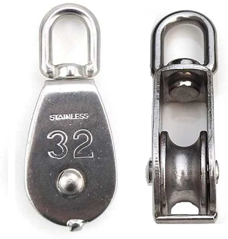 Rigging Hardware 304/316 Stainless Steel Swivel Single Pulley Block M32 Wire Rope Pulley