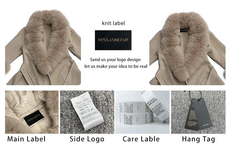 Factory sale No MOQ trendy long luxury fox fur collar white cashmere wool coat for women