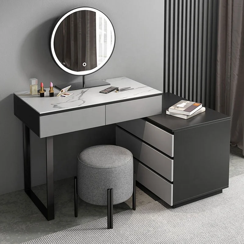 storage cabinet integrated bedroom makeup vanities modern minimalist retractable dresser makeup table with mirror