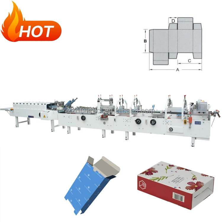 automatic postpress equipment paper boxlock bottom type  prefolding folder gluer machine for making box machine
