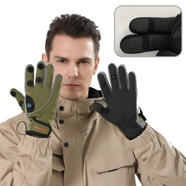 Two-Finger Flip Lightweight Anti Slip Thermal Riding Ski Electric Fishing Gloves