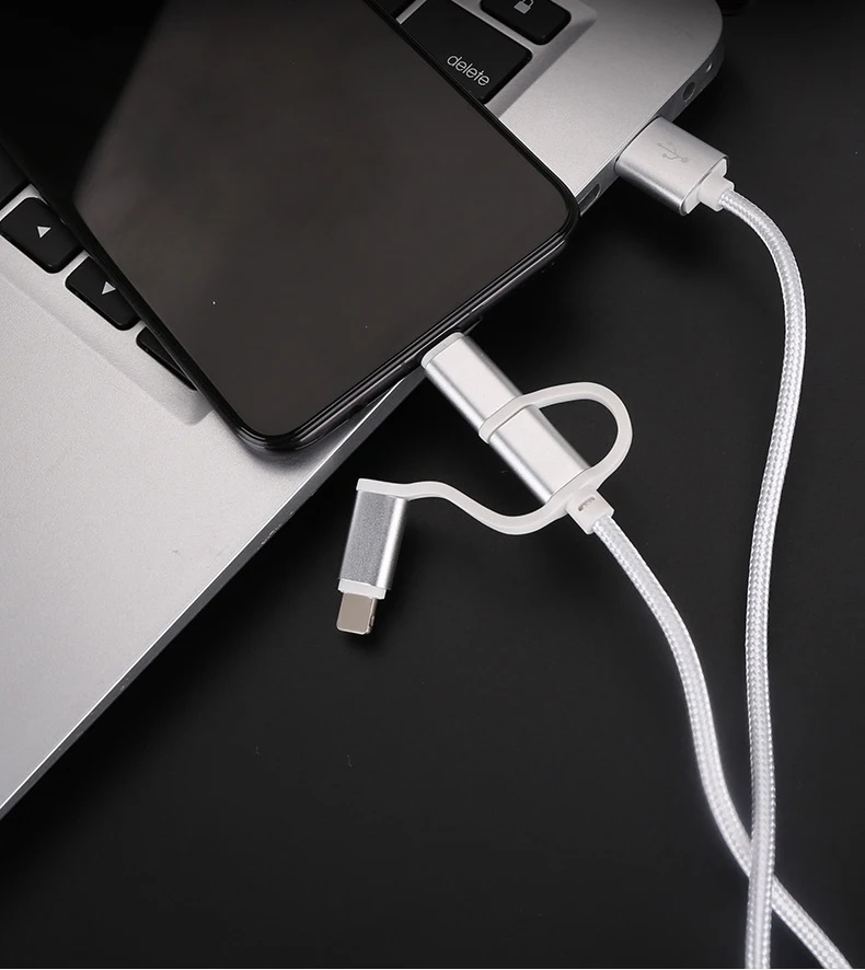 Factory Price 3ft Nylon Braid Multi Universal Charging Cord 3 in 1 Data Charging USB Cable